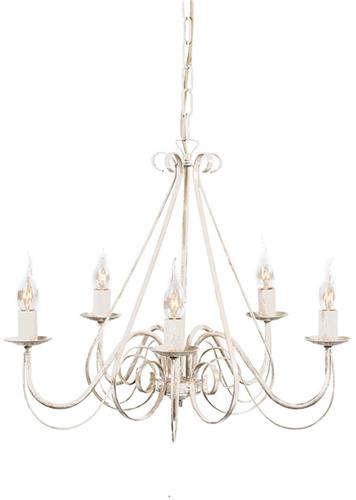 QAZQA giuseppe - Landelijke Italiaanse kroonluchter - 5 lichts - Ø 600 mm - Crème - Woonkamer