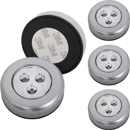 Briloner lampen - Set van 5 Stick&Push LED Touch lamp, werkt op batterijen, nachtlampje zelfklevend (3M merklijm), keukenlampen, kastverlichting