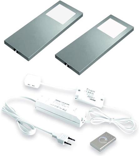 HERA Slim pad F LED keukenspot RVS (2 spots) incl. driver/dimmer