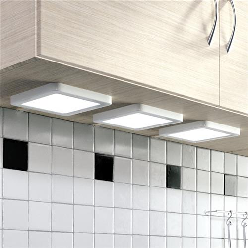Lindby - kastverlichting- met dimmer - 3lichts - kunststof - H: 0.8 cm - zilver, wit - Inclusief lichtbronnen