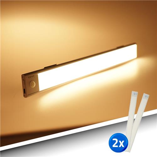 2x Kastverlichting met bewegingssensor - Dual White - 40 cm - Kastverlichting oplaadbaar - Wit - Set van 2