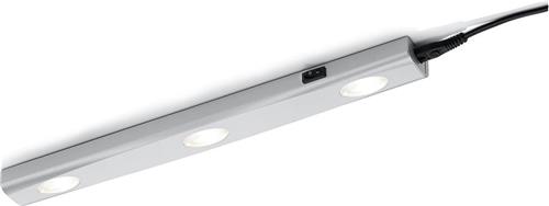 LED Keukenkast Verlichting - Trion Arigany - 3W - Koppelbaar - Warm Wit 3000K - 3-lichts - Rechthoek - Mat Grijs