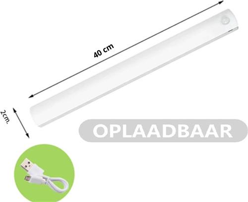 Lichtendirect- Kastverlichting- 40 CM- Keukenverlichting- LED- Bewegingssensor- Draadloos- USB-oplaadbare Accu- LED Kast Verlichting-Ultra dun- Koel wit- Dimbaar