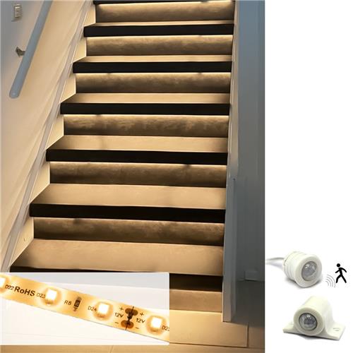 Luxe trapverlichting led bewegingssensor set - Led strips 130 cm met warm wit licht - Set voor max. 16 treden