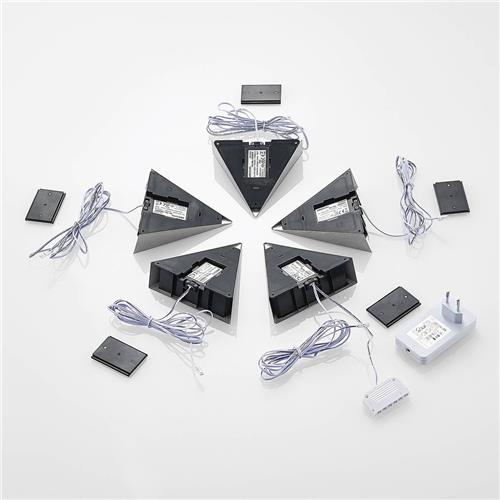 PRIOS - kastverlichting- met dimmer - 5lichts - roestvrij staal, kunststof - H: 4 cm - roestvrij staal - Inclusief lichtbronnen