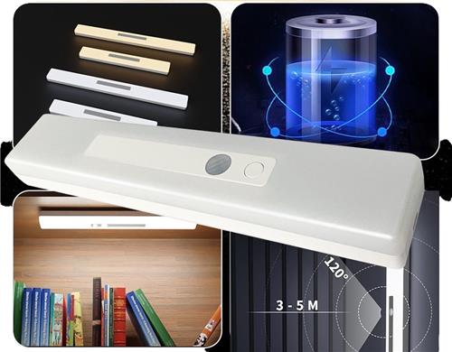 Premium Wandlamp - Kastlamp - Nieuw Model Nachtlampje - verbeterde lichtopbrengst - Slimme Nachtlamp met schemer Bewegingssensor - Dimbaar - USB Oplaadbaar - Magnetische Montage - LED Licht - 21cm lang - Warm Wit Licht.