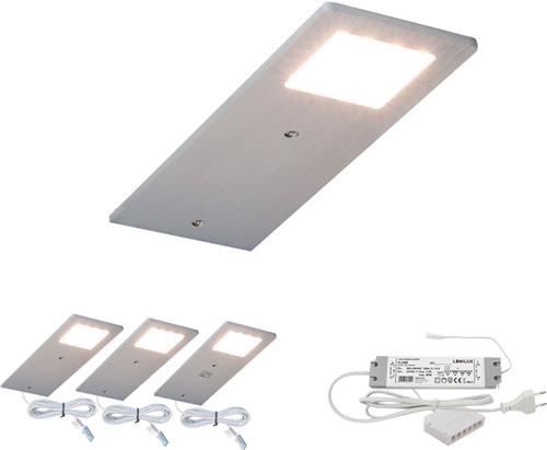 Lemilux Ava onderbouw keukenverlichting led set van 3 - Geborsteld aluminum - Met dimmer