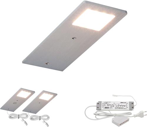 Lemilux Ava Keukenverlichting Onderbouw LED Set Van 2 - Geborsteld aluminium - Met dimmer
