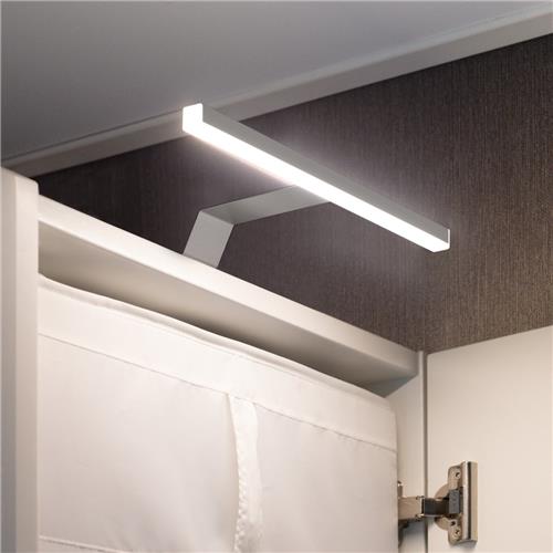 Eleganca luxe opbouwverlichting voor kasten en spiegels 1 stuks - B30 x H3.5 cm - Meubelverlichting - Kastverlichting - Spiegelverlichting - Schilderijverlichting - Warm wit licht 2700K - 5W - IP44 - Zilver