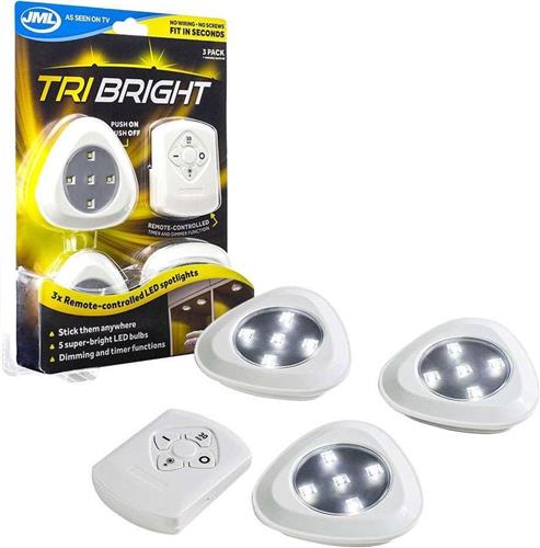Trig-Bright - Draadloze Witte LED lampen set incl. afstandsbediening (4-delig) Bekend van TV