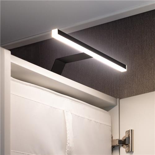 Eleganca luxe opbouwverlichting voor kasten en spiegels - B30 x H3.5 cm - Meubelverlichting - Kastverlichting - Spiegelverlichting - Schilderijverlichting - Warm wit licht 2700K - 5W - IP44 - Zwart