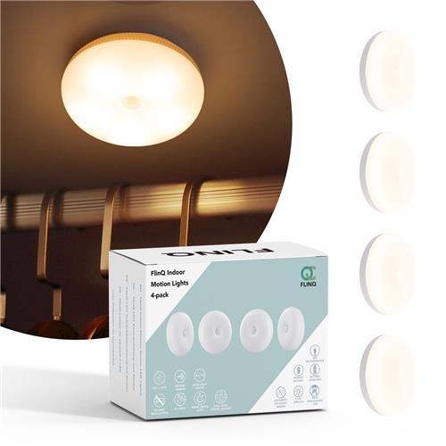 FlinQ LED Kastverlichting - Indoor Motion - Keukenverlichting - Kastverlichting met Bewegingsensor - Draadloos - Oplaadbaar - 4-pack - Wit