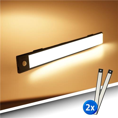 2x Kastverlichting met bewegingssensor - Dual White - 50 cm - Kastverlichting oplaadbaar - Zwart - Set van 2