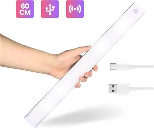 Kastverlichting met Bewegingssensor LED  USB Oplaadbaar  60 cm  Draadloos - Sensor Lamp  Motion Sensor