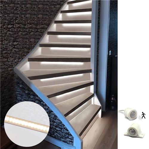 Trapverlichting led bewegingssensor set - Led strips 50 cm met helder wit licht - Set voor max. 16 treden