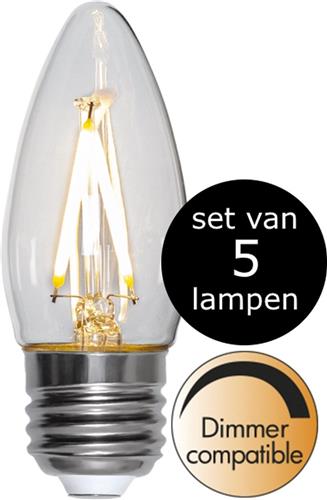 Star Trading - 5-Pack | LED - Kaars lamp - E27 - 2.5W - Extra Warm Wit - 2700K - Dimbaar