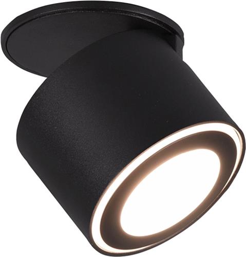 LED Plafondspot - Trion Tarus - 4W - Warm Wit 3000K - 1-lichts - Rond - Mat Zwart - Aluminium