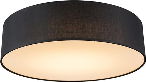 QAZQA drum led - Moderne LED Plafondlamp - 1 lichts - Ø 400 mm - Zwart - Woonkamer | Slaapkamer | Keuken