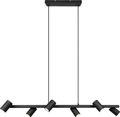 LED Hanglamp - Torna Milona - GU10 Fitting - 6-lichts - Rond - Mat Zwart - Aluminium