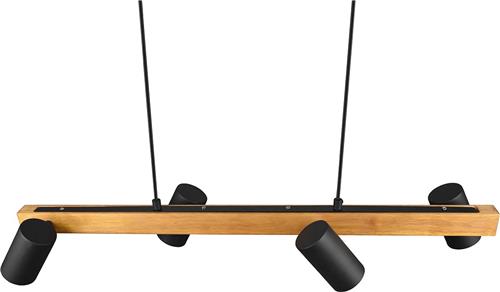 LED Hanglamp - Trion Milona - GU10 Fitting - 4-lichts - Rond - Mat Bruin/Zwart - Aluminium