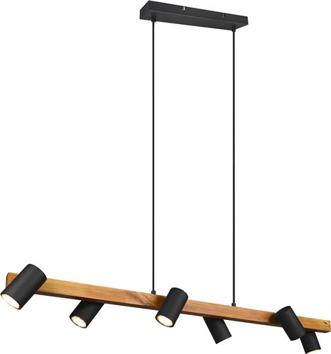 LED Hanglamp - Trion Milona - GU10 Fitting - 6-lichts - Rond - Mat Bruin/Zwart - Aluminium