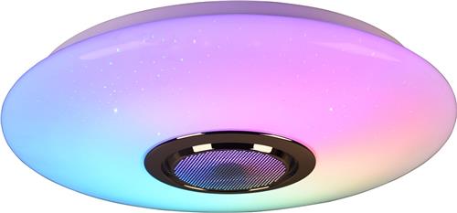 LED Plafondlamp - Plafondverlichting - Torna Minan - 15.5W - RGBW - Dimbaar - Aanpasbare Kleur - Afstandsbediening - Bluetooth Speaker - Sterlicht -  Rond - Mat Wit - Kunststof
