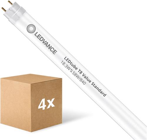 Voordeelpak 10x Ledvance LED Buis T8 Value (EM/Mains) Standard Output 18.3W 2200lm - 840 Koel Wit | 150cm - Vervangt 58W