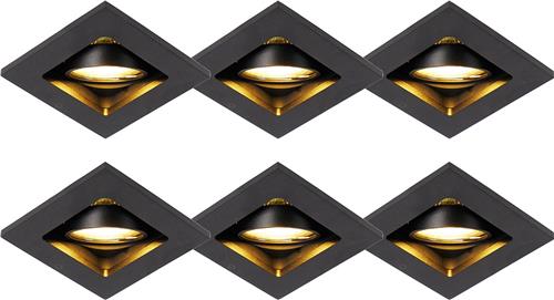 QAZQA qure - Moderne Inbouwspot - 6 stuks - L 10 cm - Zwart - Woonkamer | Slaapkamer | Keuken