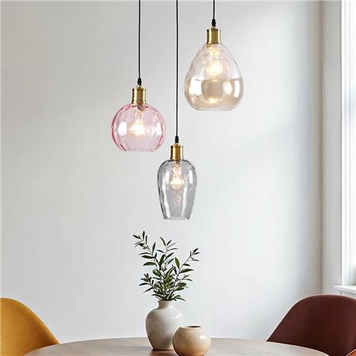Hanglamp met verschillende kleuren glas en bolling detail - Verona