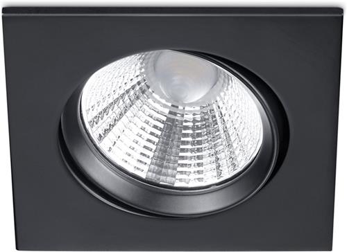 LED Spot - Inbouwspot - Trion Paniro - Vierkant 5W - Dimbaar - Warm Wit 3000K - Mat Zwart - Aluminium - 80mm