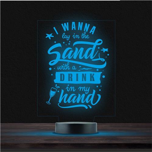 Led Lamp Met Gravering - RGB 7 Kleuren - I Wanna Lay In The Sand