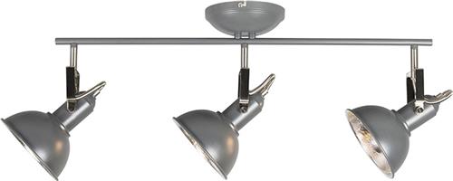 QAZQA tommy - Industriele Plafondspot | Spotje | Opbouwspot - 3 lichts - L 800 mm - Donkergrijs - Industrieel - Woonkamer | Slaapkamer | Keuken