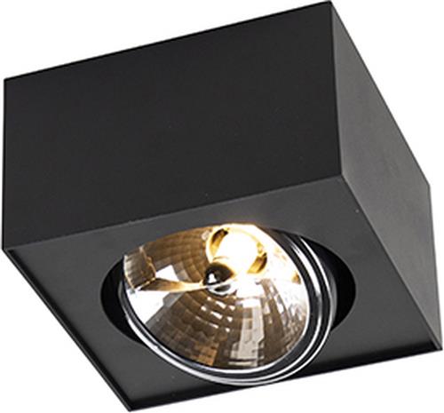 QAZQA kaya - Moderne Plafondspot | Spotje | Opbouwspot - 1 lichts - L 16 cm - Zwart - Woonkamer | Slaapkamer | Keuken