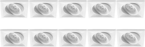 Spot Armatuur 10 Pack - Pragmi Qiundo Pro - GU10 Inbouwspot - Vierkant - Wit - Aluminium - Kantelbaar - 80mm