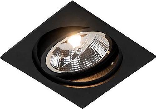 QAZQA Vierkante inbouwspot zwart verstelbaar - Chuck 111