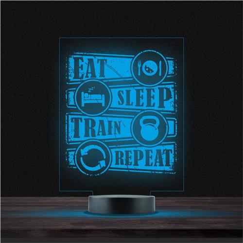 Led Lamp Met Gravering - RGB 7 Kleuren - Eat Sleep Train Repeat