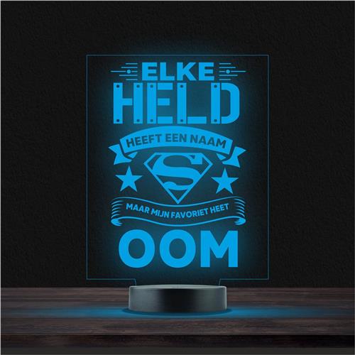 Led Lamp Met Gravering - RGB 7 Kleuren - Elke Held Heeft Een Naam Maar Mijn Favoriet Heet Oom