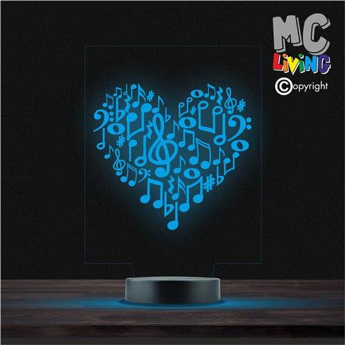 Led Lamp Met Gravering - RGB 7 Kleuren - Hart