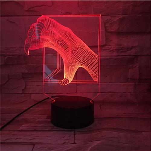 3D Led Lamp Met Gravering - RGB 7 Kleuren - Hand Monster