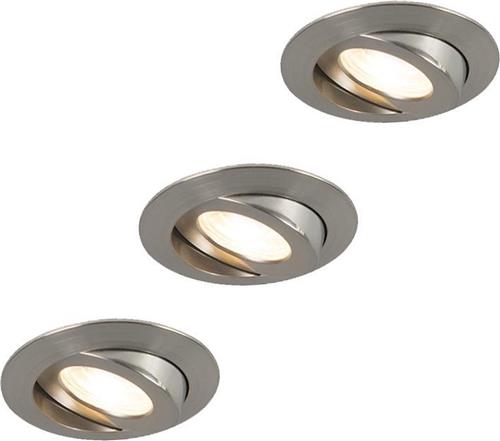 QAZQA relax - Moderne LED Inbouwspot voor badkamer - 3 lichts - Ø 88 mm - Staal -