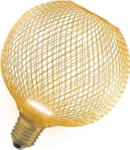 OSRAM DECOR LED platte lamp in een metalen behuizing van mat kunststof in goud met 125 mm in warm wit (2700 K), 3,5 W / 300 lm en E27 fitting, is niet dimbaar en biedt elegante verlichting.