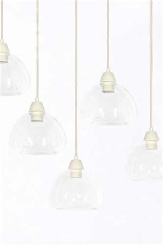 Light&living Hanglamp 10L 120x19x14 cm BISHO glas helder+crème
