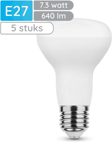 Modee E27 LED Lamp 7.3W - 640lm - 2700K - Warm Wit - LED Spot R63 - Vervangt 50W Halogeen Gloeilamp -5 stuks