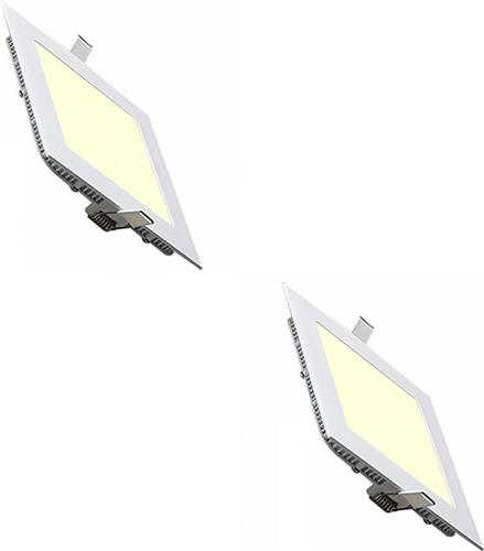 LED Downlight Slim 2 Pack - Inbouw Vierkant 3W - Warm Wit 2700K - Mat Wit Aluminium - 89mm