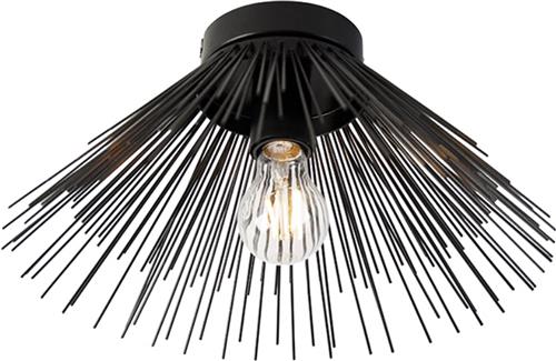 QAZQA broom - Moderne Plafondlamp - 1 lichts - Ø 36 cm - Zwart - Woonkamer | Slaapkamer | Keuken