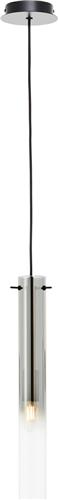 Brilliant Lamp Glasini hanglamp 1-lamps mat zwart/gerookt glas aluminium/zwart kunststof 1x C35, E14, 25 W