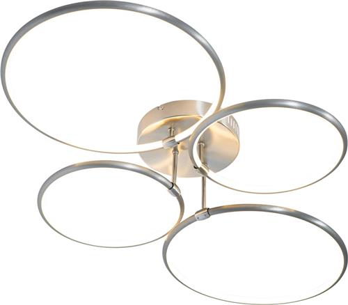 QAZQA joaniqa - Moderne Dimbare LED Plafondlamp met Dimmer - 4 lichts - L 91.8 cm - Staal - Woonkamer | Slaapkamer | Keuken
