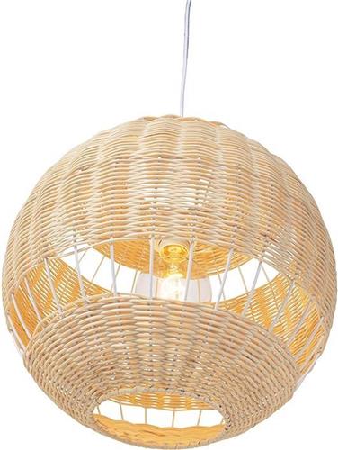 QAZQA rattan hl - Art Deco Hanglamp - 1 lichts - Ø 400 mm - Bruin - Woonkamer | Slaapkamer | Keuken