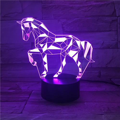 3D Led Lamp Met Gravering - RGB 7 Kleuren - Paard