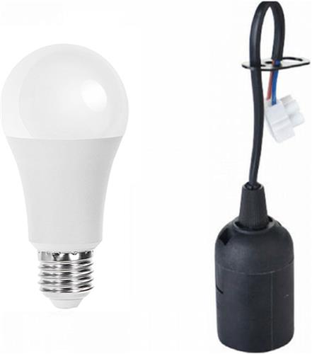 Verhuisfitting Set 10 Stuks - E27 Fitting - 15W - Helder/Koud Wit 6500K - Zwart